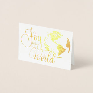 Joy to the World Handlettered Christmas Foil Card