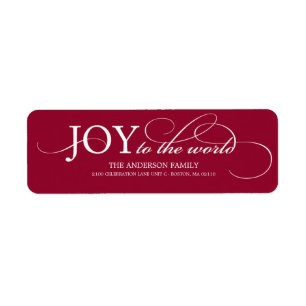 JOY TO THE WORLD   HOLIDAY ADDRESS LABELS