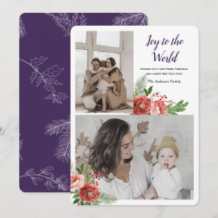 Joy to the world Holiday greeting with photo Card