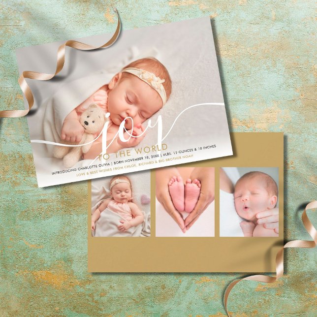 Joy to the World Holiday Nouveau bébé 4 Carte phot (Créateur téléchargé)