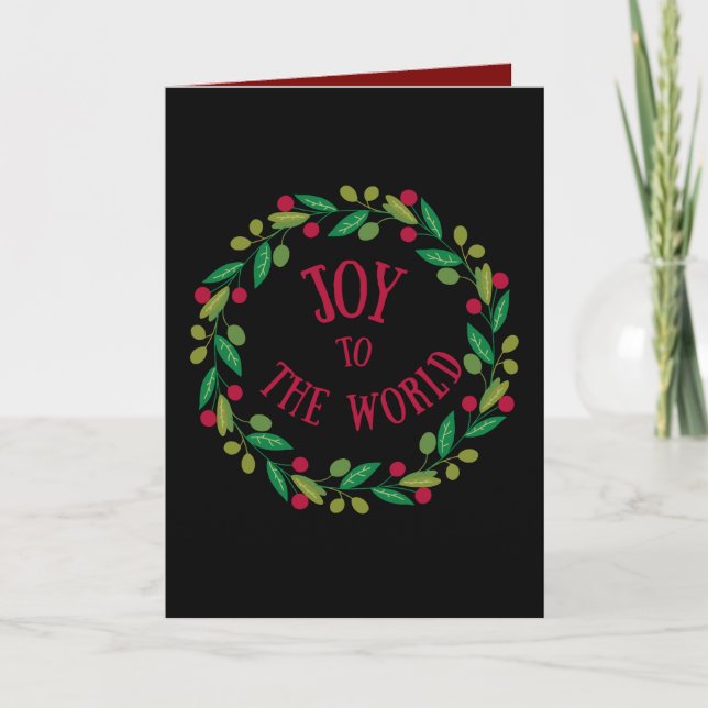 Joy to the World Holiday Wreath Card (Front)