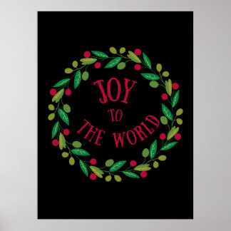Joy to the World Holiday Wreath Poster