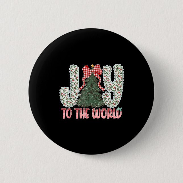 Joy To The World Jesus Christian Christmas Xmas Tr 2 Inch Round Button (Front)