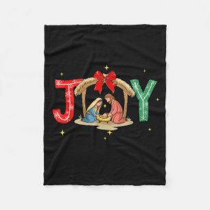 Joy To The World Jesus Christian Nativity Scence C Fleece Blanket