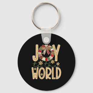 Joy To The World Jesus Christian Snowflake Christm Keychain