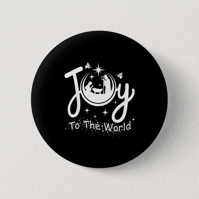 Joy To The World Jesus Christmas Nativity Scene Fa 2 Inch Round Button (Front)