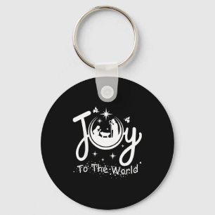 Joy To The World Jesus Christmas Nativity Scene Fa Keychain