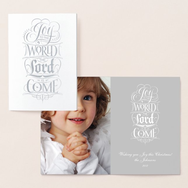 Joy to the World Lord Come - Religious Calligraphy Foil Card (Display)