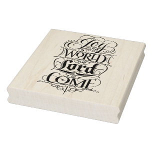Joy to the World Lord Come Religious Calligraphy Rubber Stamp