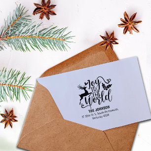 Joy to the World, Merry Christmas Family Rubber Stamp