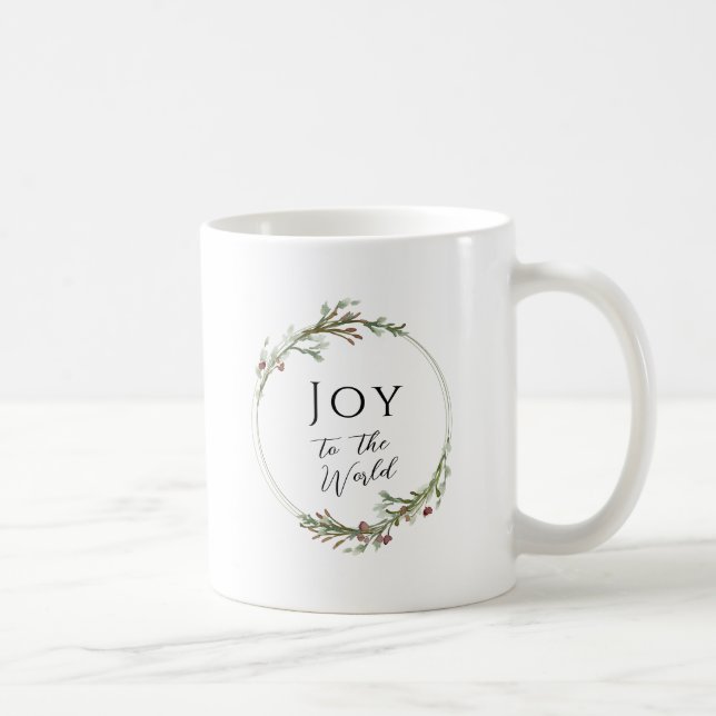 Joy to the World Minimalist Wreath Coffee Mug (Right)