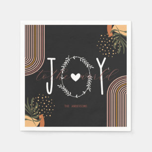 Joy to the World Modern Boho Christmas Napkin
