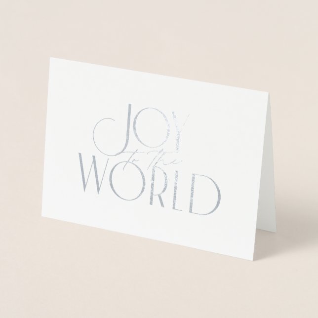Joy to the World Modern Christmas typography  Foil Card (Front)