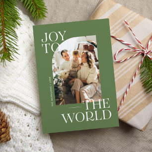 Joy to the World Modern Type Christmas Photo Holiday Card