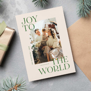 Joy to the World Modern Type Christmas Photo  Holiday Card