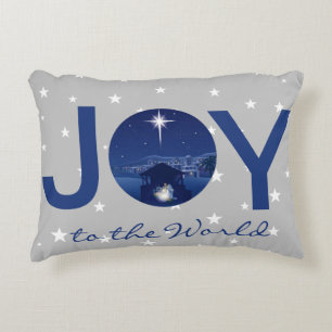 Joy to the World nativity  Accent Pillow