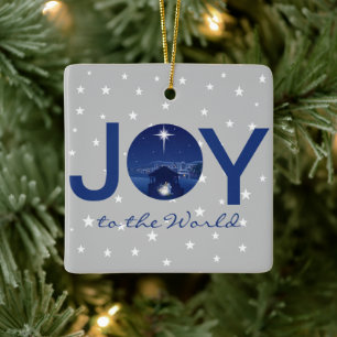 Joy to the World nativity Ceramic Ornament