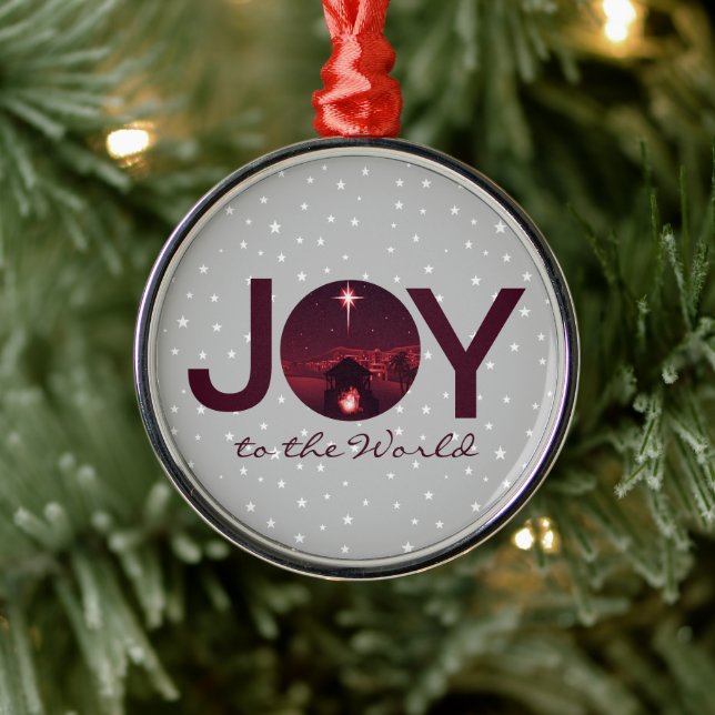 Joy to the World nativity  Metal Ornament (Tree)