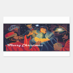 Joy to The World. Nativity Scene Christmas  Sticker