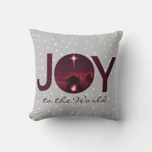 Joy to the World nativity Throw Pillow