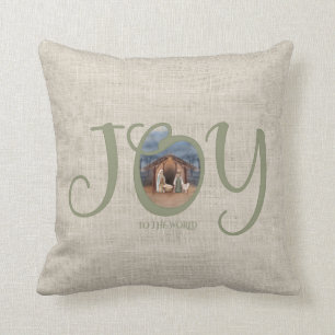 JOY to the World Nativity Throw Pillow