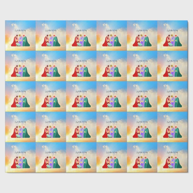 Joy to the World, Nativity with the three wise men Wrapping Paper (Seam)