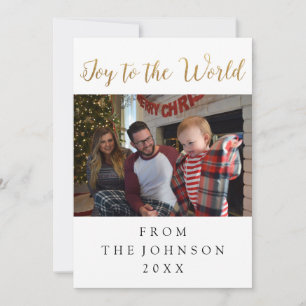 Joy To The World Photo White Holiday Script Green Card