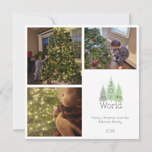Joy to the World Pine Christmas Tree 3 Photo  Holiday Card