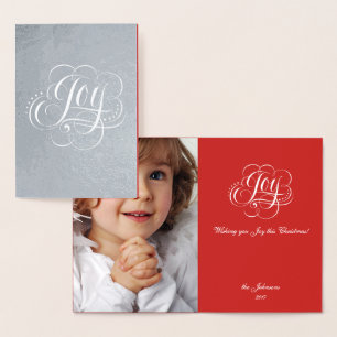 Joy to the World Real Silver Christmas Calligraphy Foil Card