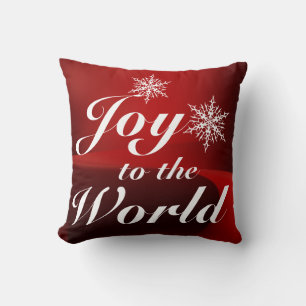 Joy to the World Red Christmas Pillow