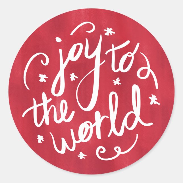 Joy to the World Red Holiday Classic Round Sticker (Front)