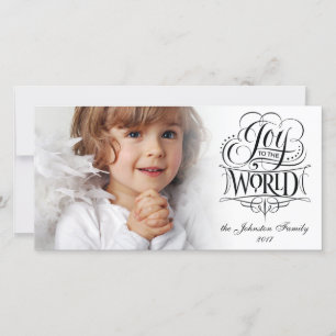 Joy to the World Religious Christmas Calligraphy Holiday Card