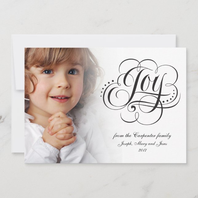 Joy to the World Religious Christmas Calligraphy Holiday Card (Front)