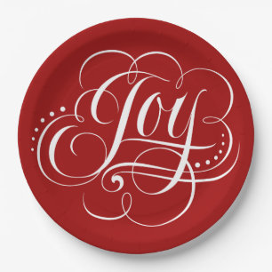 Joy to the World Religious Christmas Calligraphy Paper Plate