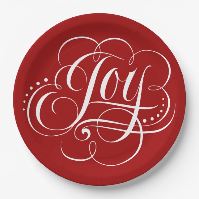 Joy to the World Religious Christmas Calligraphy   Paper Plate (Front)