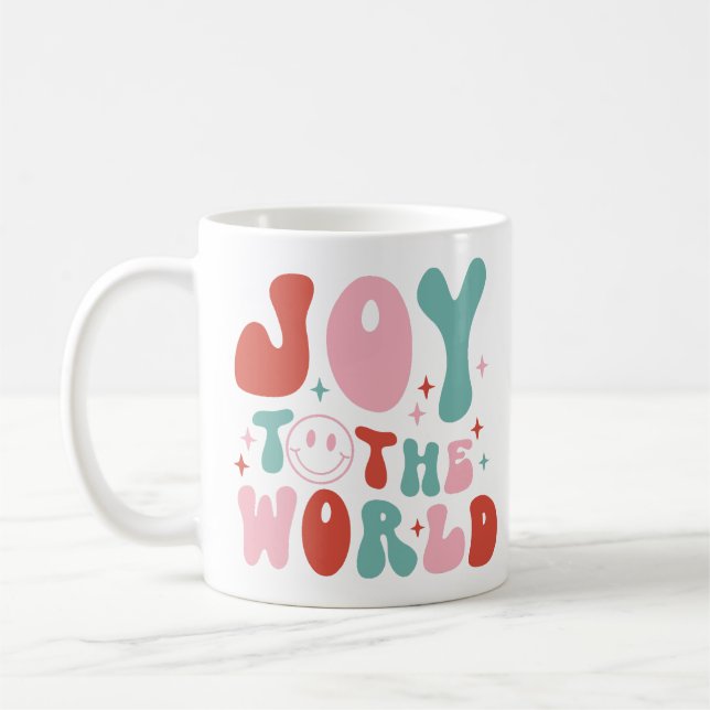Joy To The World Retro Christmas Coffee Mug (Left)
