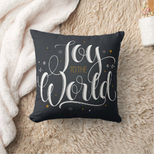 Joy to the world script throw pillow