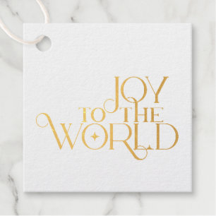 Joy to the World Script Typography Christmas Foil Favour Tags