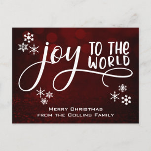 Joy to the World Snowflakes Christmas Message Holiday Postcard