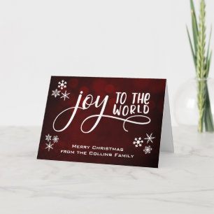 Joy to the World Snowflakes Merry Christmas Note Holiday Card