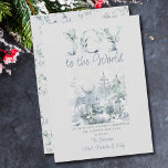 Joy to the World Snowy Forest Ornate Typography Holiday Card<br><div class="desc">Personalized watercolor snowy forest christmas card with decorative lettering in soft shades of blue and green. Wording reads "Joy to the World" and you can personalize the remaining text with your own festive greeting and name(s). Subtle and elegant watercolor design with ornate typography.</div>