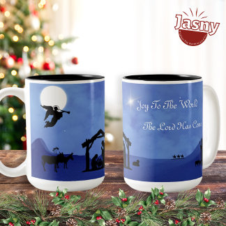 Joy to the World The Lord Has Come Blue Two-Tone Coffee Mug