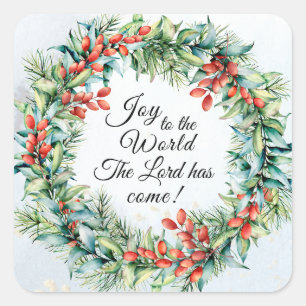 Joy to the World The Lord has Come, Christmas Square Sticker
