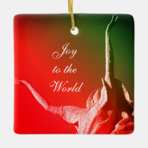 "Joy to the World"/"The Lord Has Come" Red Angel Ceramic Ornament