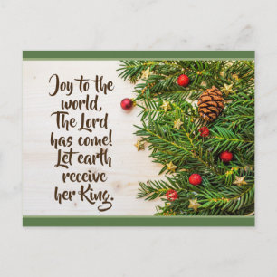 Joy to the World The Lord is Come, Christmas Carol Postcard