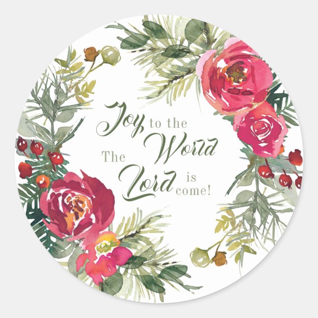 Joy to the World The Lord is Come, Christmas Classic Round Sticker (Front)