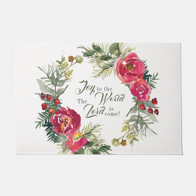 Joy to the World The Lord is Come, Christmas Doormat (Front)