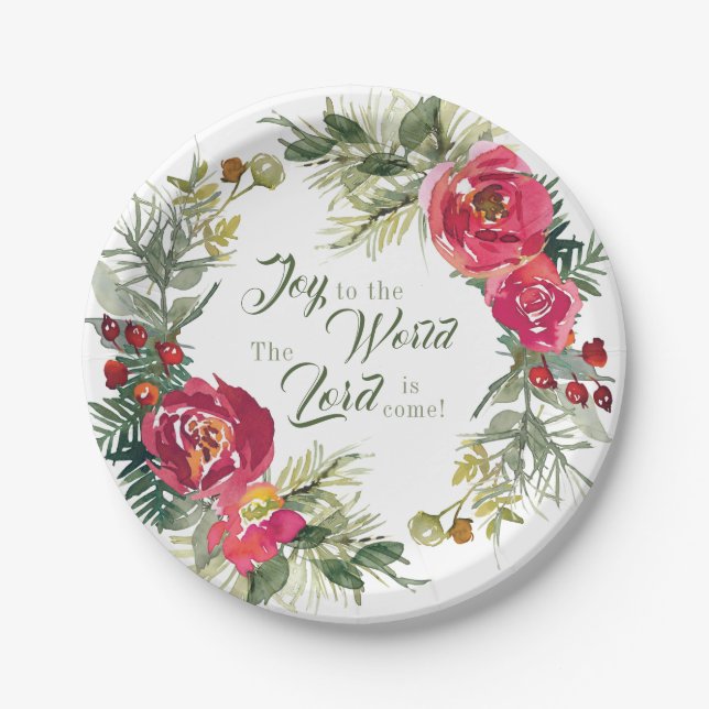 Joy to the World The Lord is Come, Christmas Paper Plate (Front)