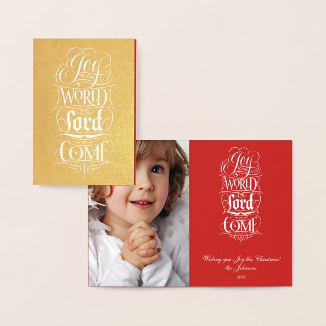 Joy to the World the Lord is Come - Gold Religious Foil Card (Display)