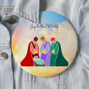 Joy to the World, The Three Wise Men, 6 Inch Round Button